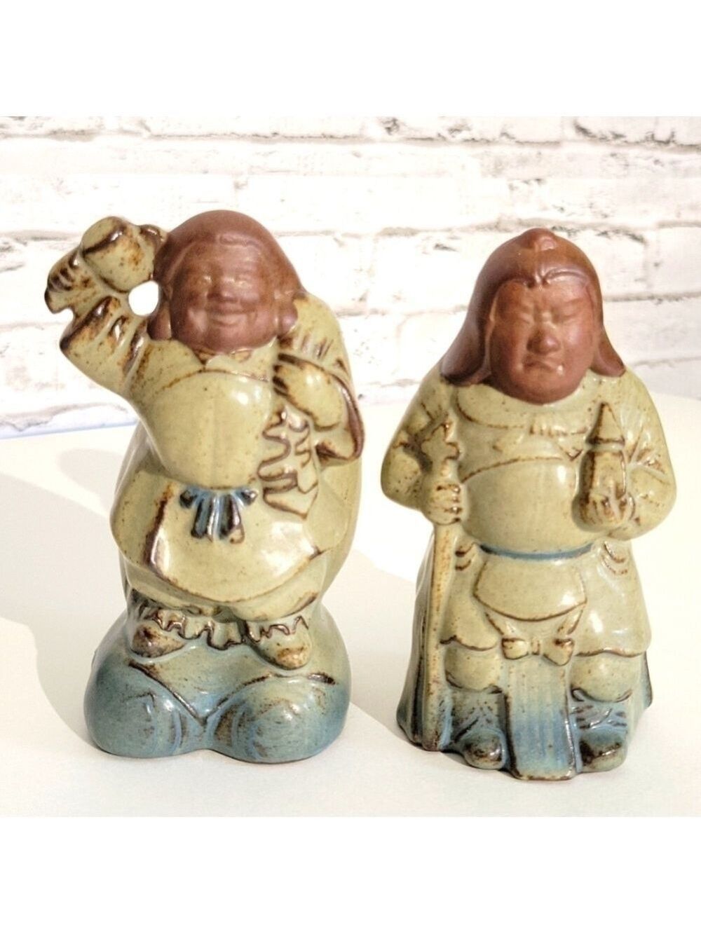 Vintage Set of (2) Japanese Immortal Porcelain Figurines, Made In Japan, Redware